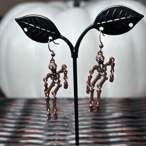 Skeleton Dangle Earrings - Bronze